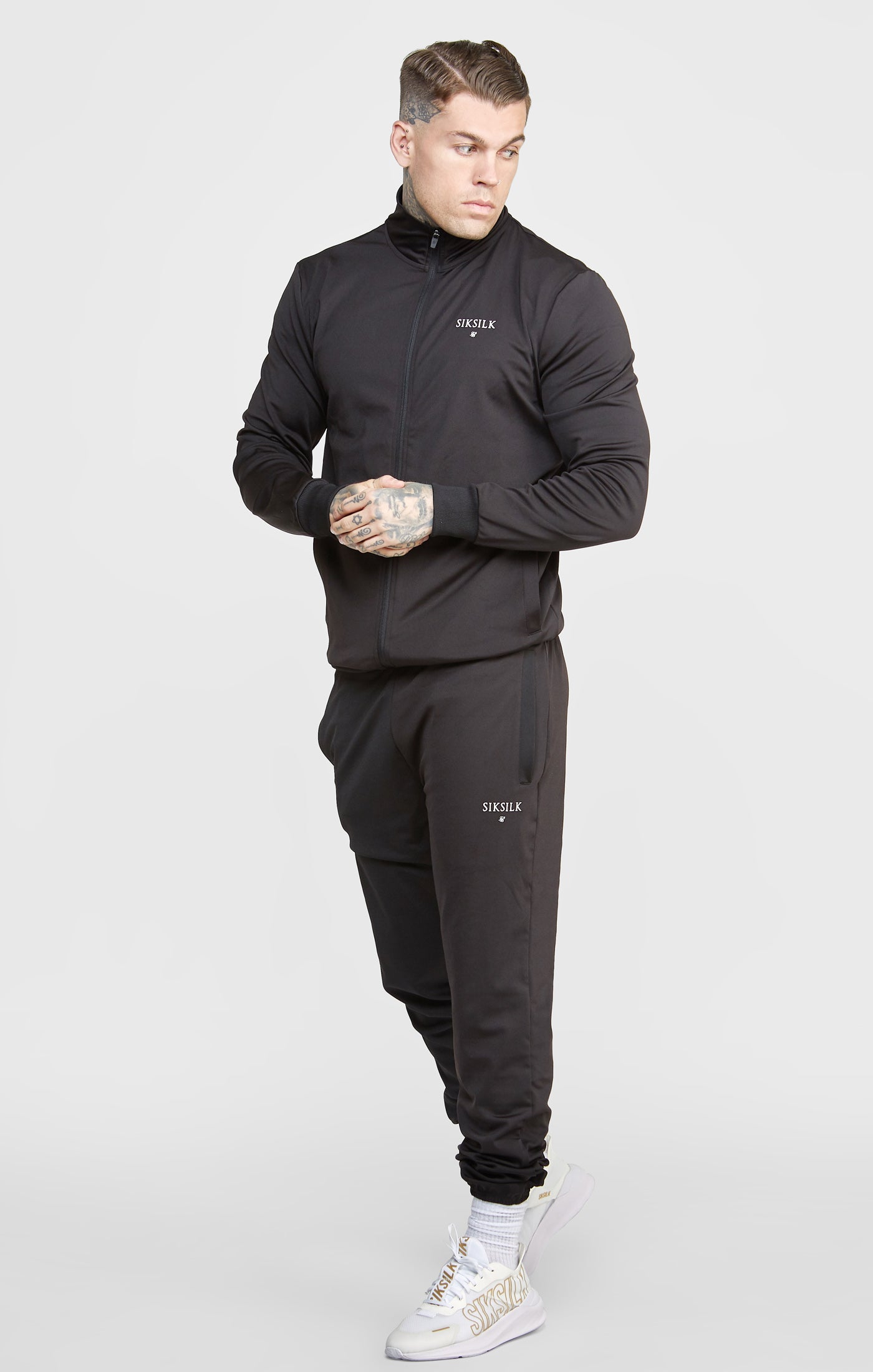 SikSilk Jacke mit Bereich mit Trichterausschnitt und Reißverschluss – Schwarz (2)