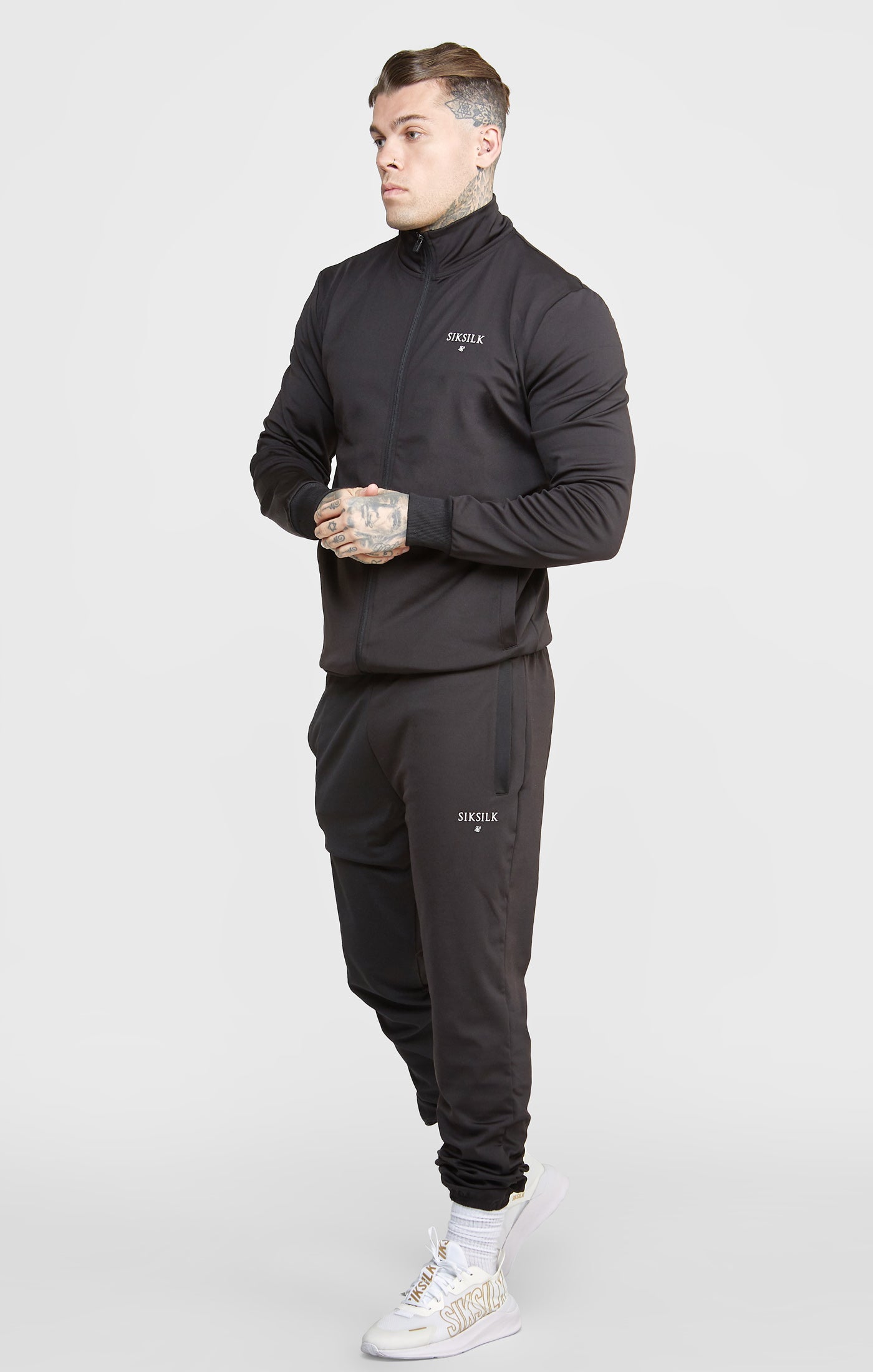 SikSilk Jacke mit Bereich mit Trichterausschnitt und Reißverschluss – Schwarz (3)