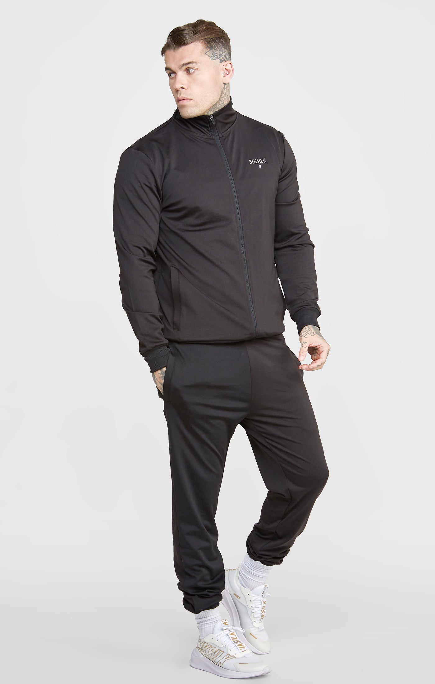 SikSilk Jacke mit Bereich mit Trichterausschnitt und Reißverschluss – Schwarz (5)