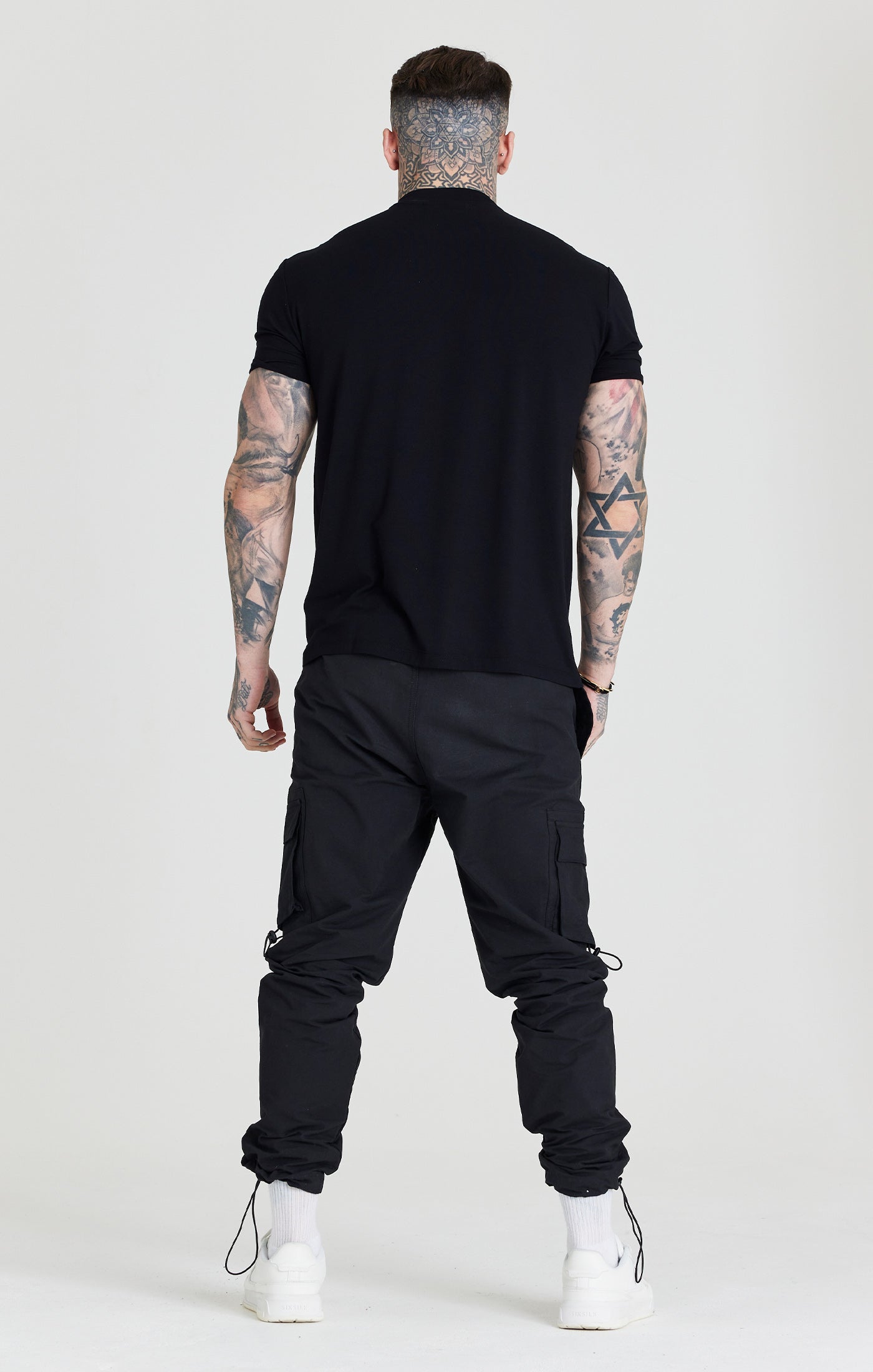 SikSilk Relaxed Toggle Cuff Cargo Pants - Washed Black (4)