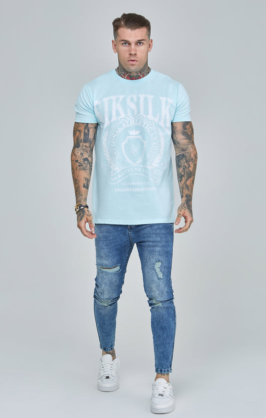SikSilk Varsity-T-Shirt mit kantiger Passform – Blau
