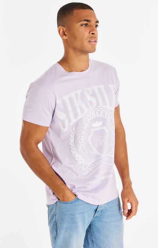 SikSilk Varsity-T-Shirt mit kantiger Passform – Lila
