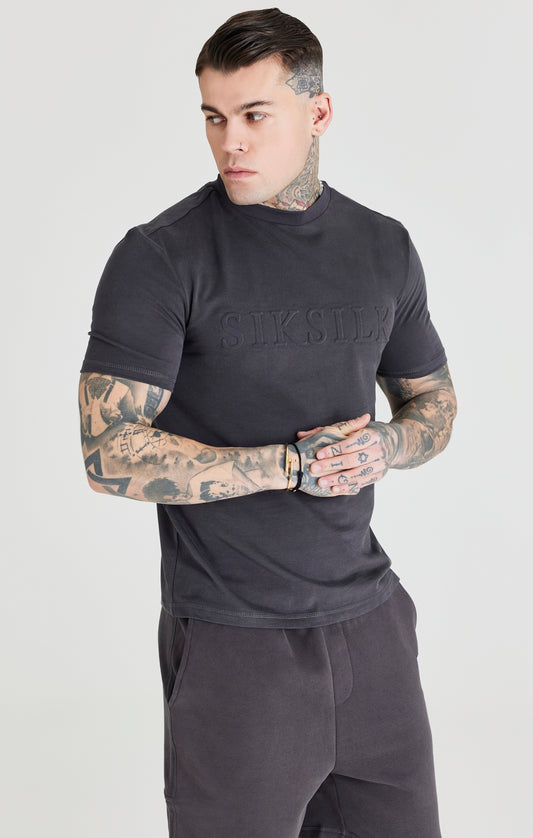 Black Embossed Relaxed Fit T-Shirt