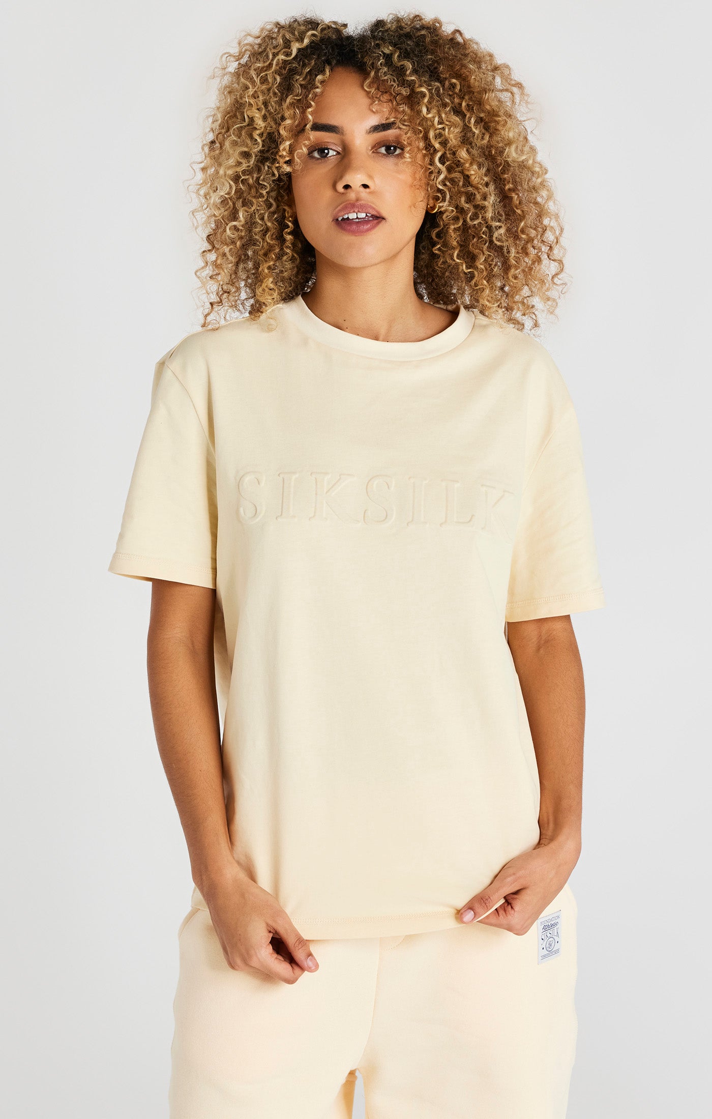 SikSilk Foundation T-Shirt mit Prägung – Naturweiß (1)