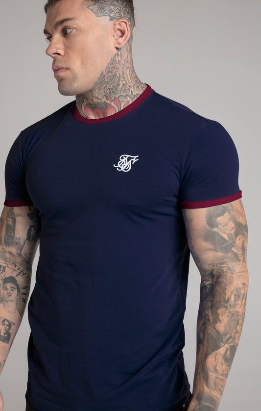 Marineblaues Ringer Kurzarm-T-Shirt