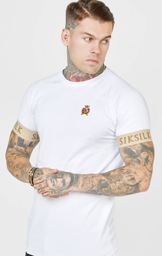 Weißes Crest T-Shirt mit elastischem Bündchen