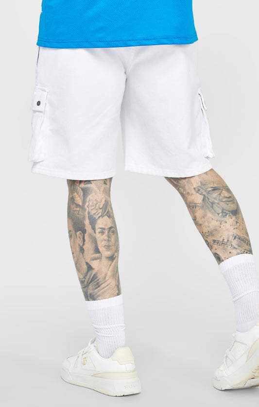 Weiße Cargo-Shorts aus Denim mit Gummizug