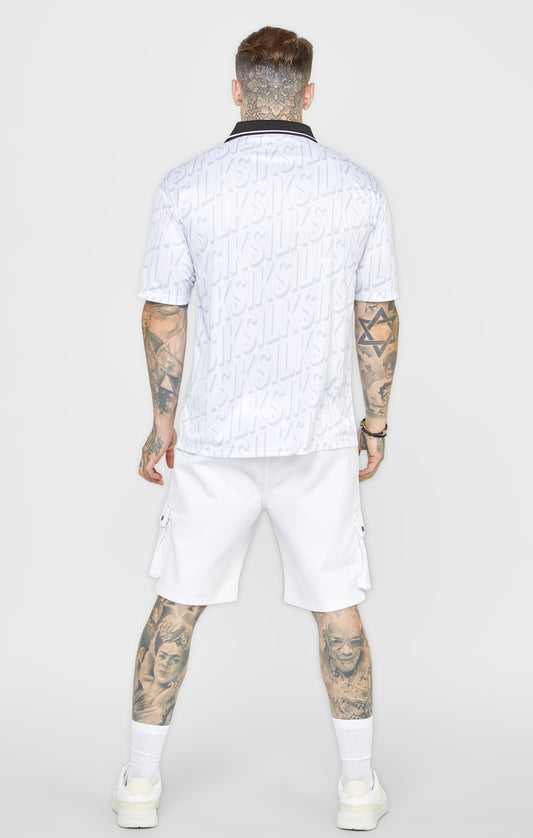 Weiße Cargo-Shorts aus Denim mit Gummizug