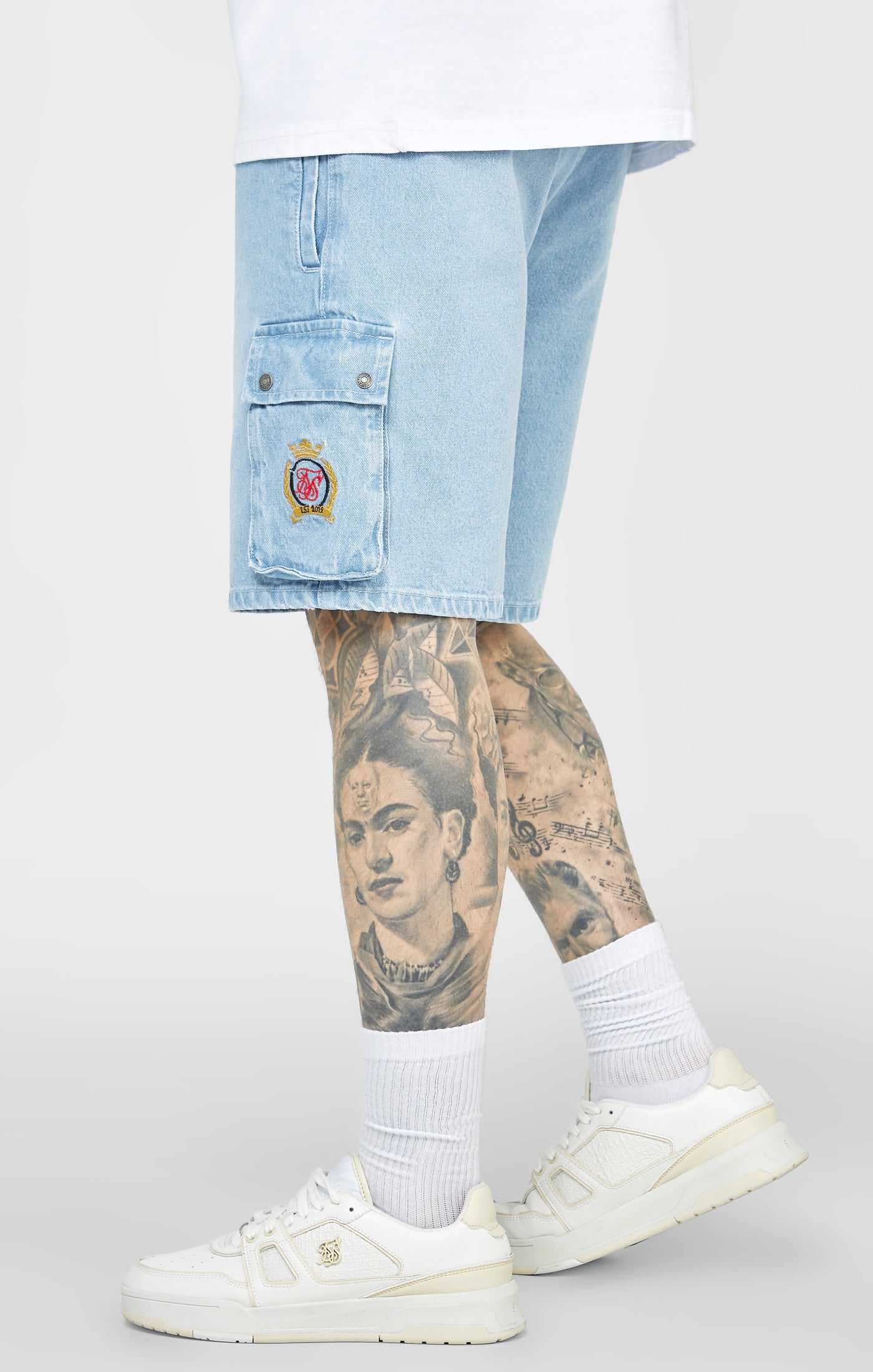 Blaue Denim-Shorts mit Gummizug an der Taille (1)