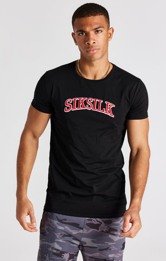 Kurzärmliges Muscle Fit T Shirt mit Schwarzem Logo