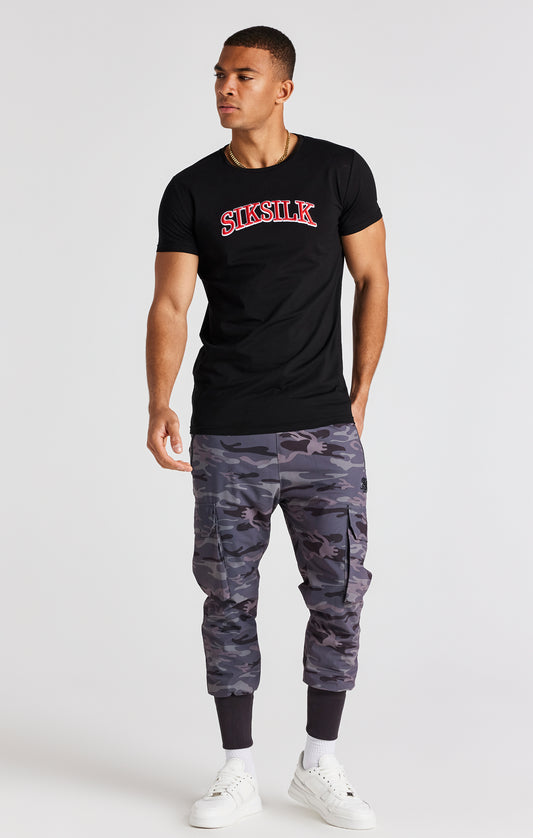 Kurzärmliges Muscle Fit T Shirt mit Schwarzem Logo