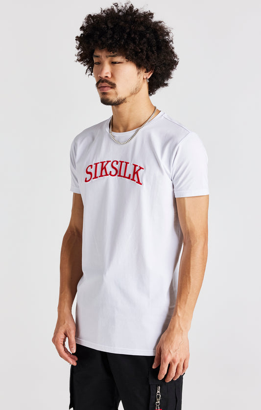 Weißes Logo Muscle Fit T-Shirt mit kurzen Ärmeln