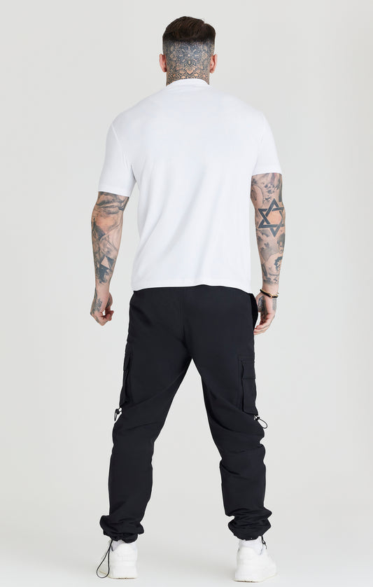SikSilk Foundation T-Shirt mit hohem Ausschnitt – Weiß