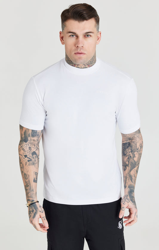 Marineblaues T-Shirt mit hohem Kragen