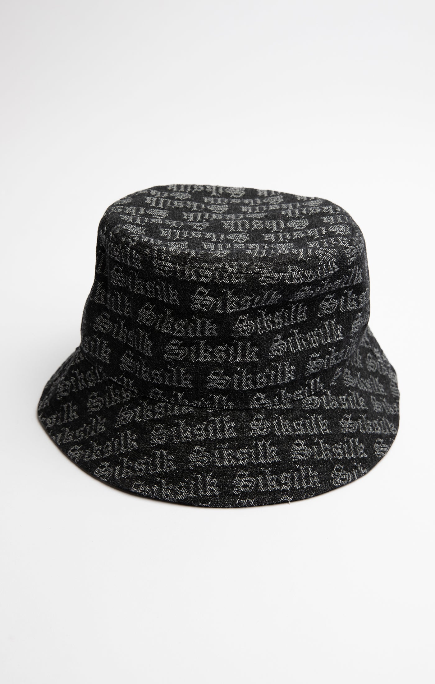 Schwarzer Jacquard-Denim-Bucket Hat (1)