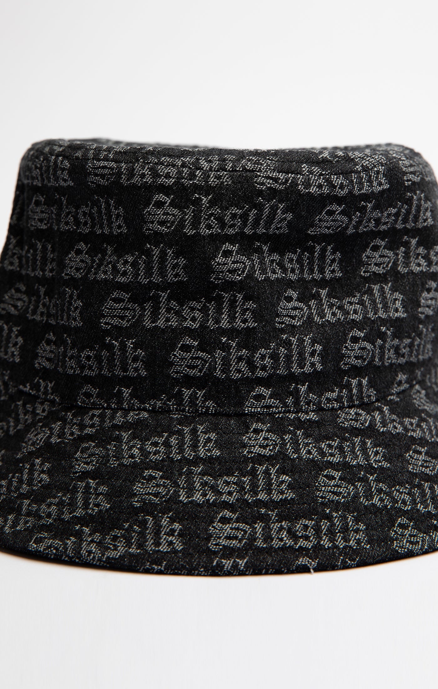 Schwarzer Jacquard-Denim-Bucket Hat (3)