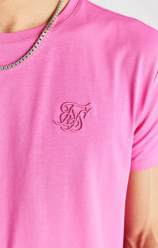 Pinkes Kurzärmliges Muskelfitness T Shirt