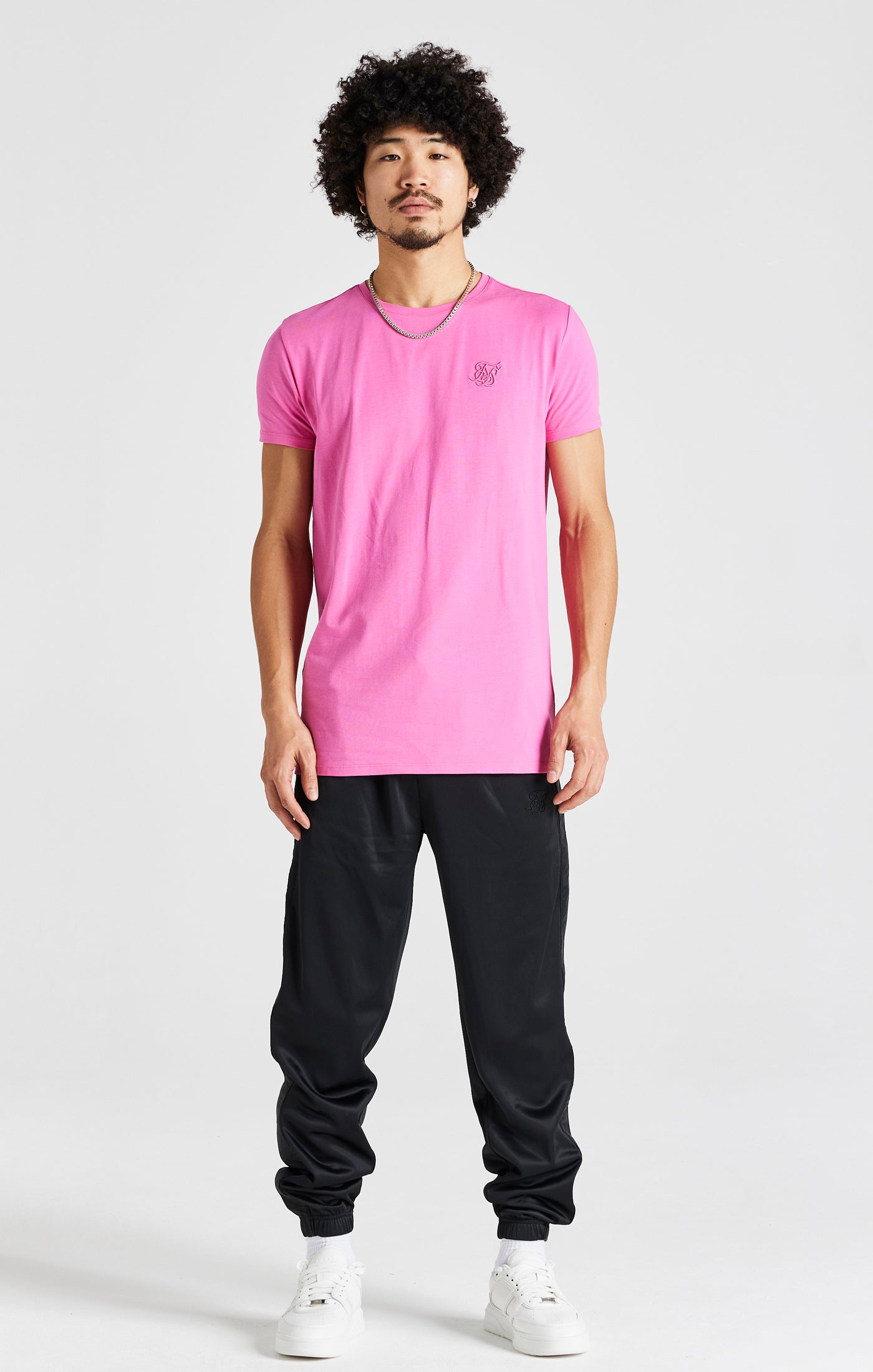 Pinkes Kurzärmliges Muskelfitness T Shirt (2)