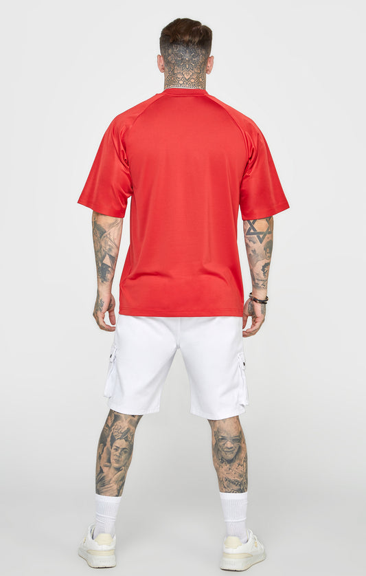Rotes Übergroßes Kurzärmliges T Shirt