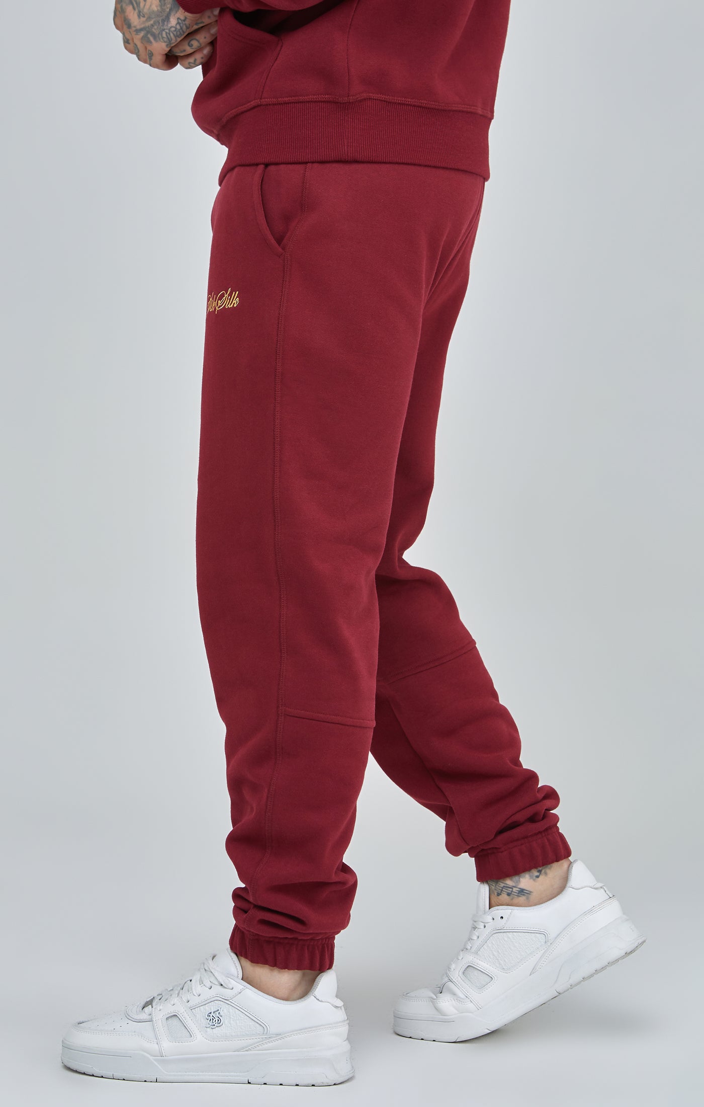 Burgundy Script Logo Relaxed Fit Joggers (2)