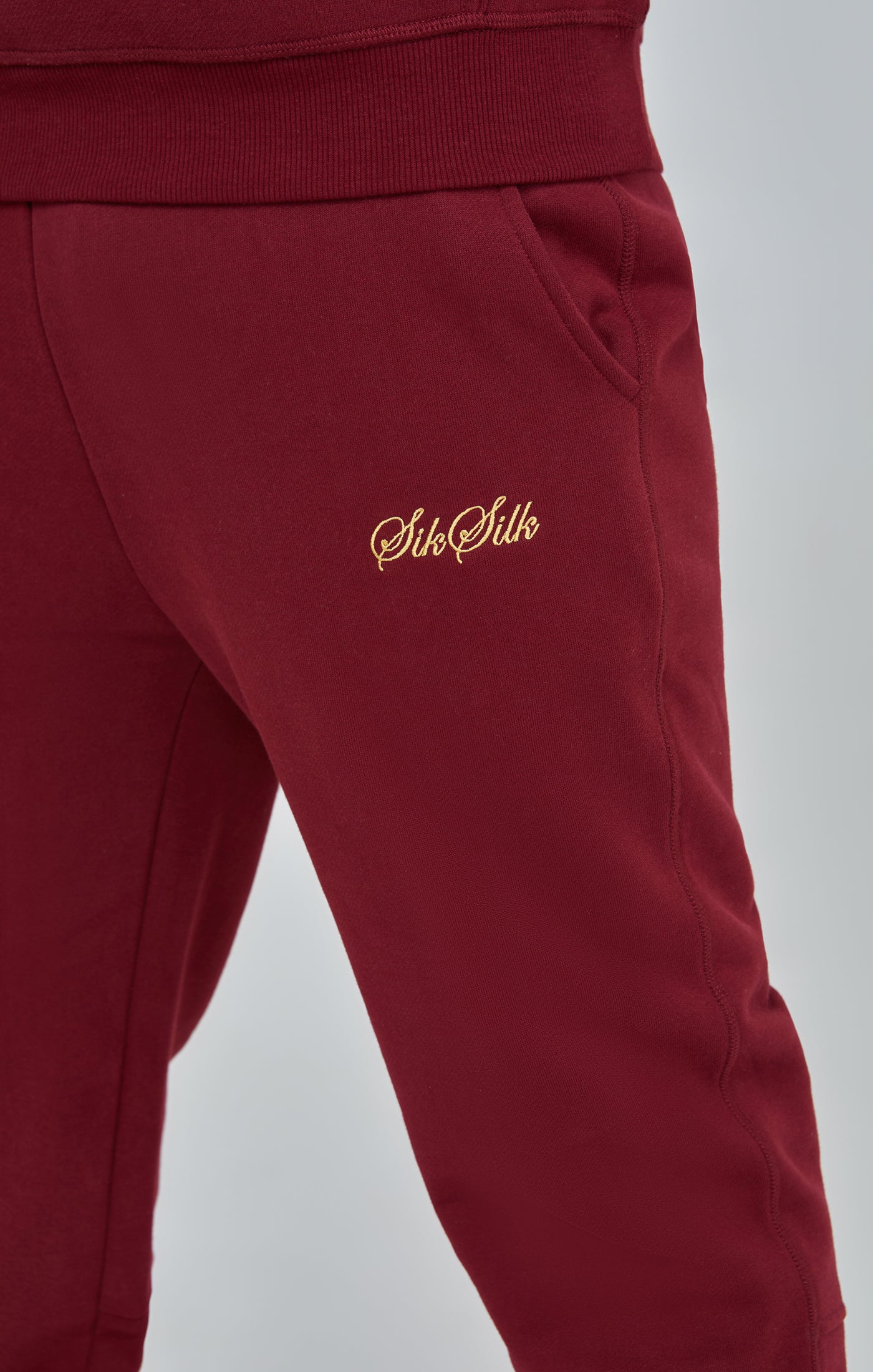 Burgundy Script Logo Relaxed Fit Joggers (5)