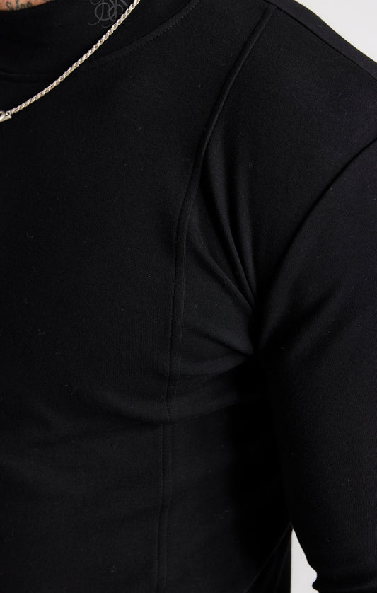Schwarzes Langärmliges T Shirt mit Rollkragen