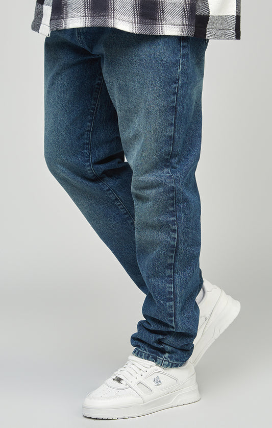 Mittelblaue gerade geschnittene Denim-Jeans