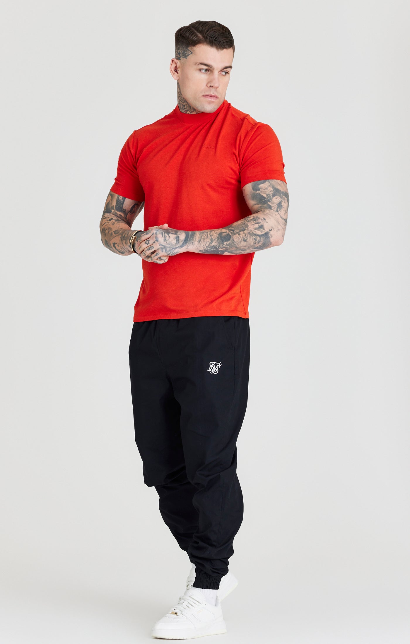 SikSilk Foundation T-Shirt mit hohem Ausschnitt – Rot (4)