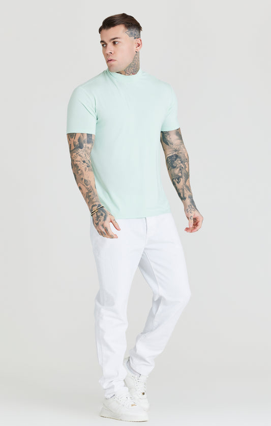 SikSilk Foundation T-Shirt mit hohem Ausschnitt – Aquamarin