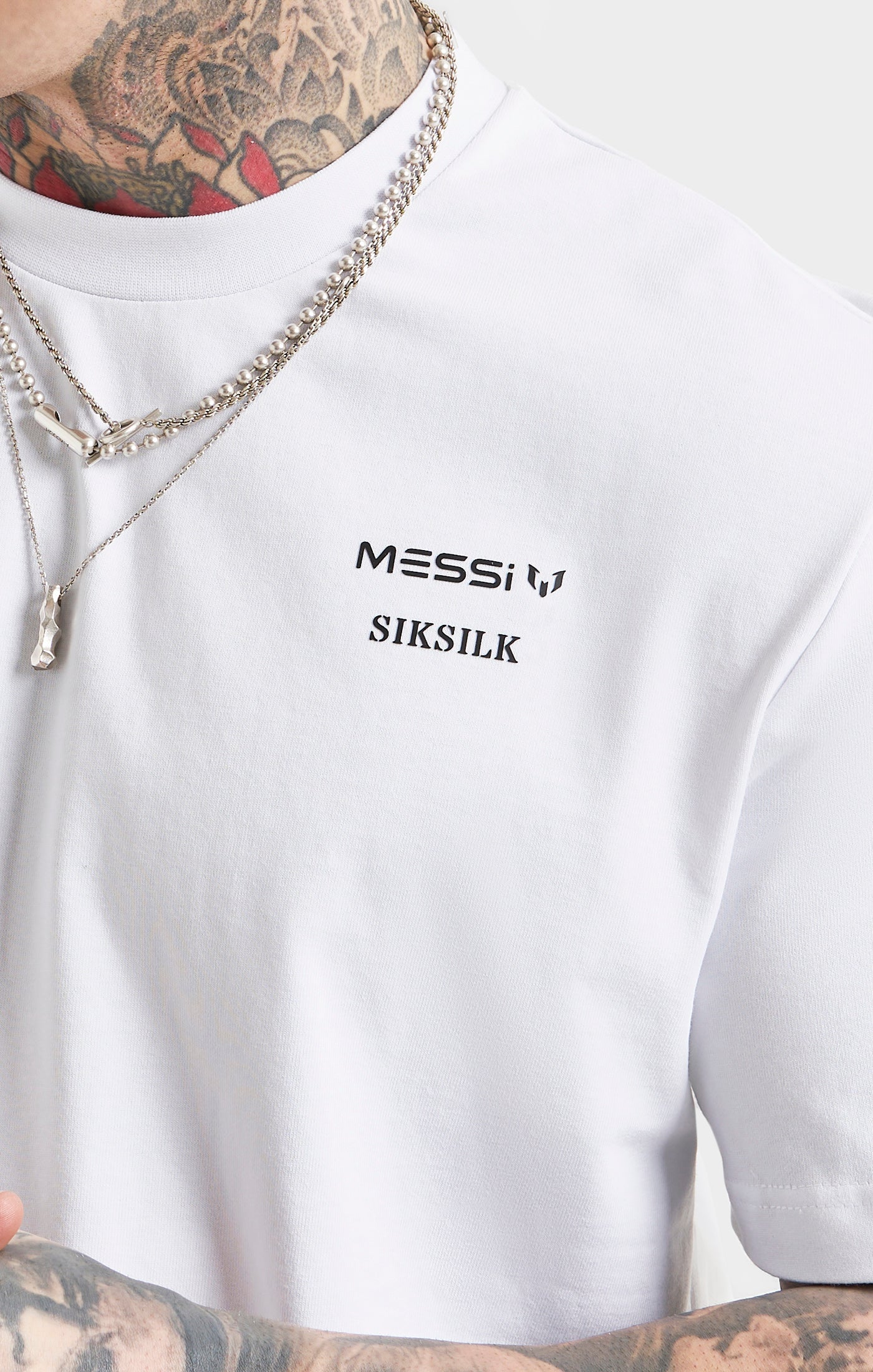 Messi x SikSilk Weißes Übergroßes T Shirt (1)