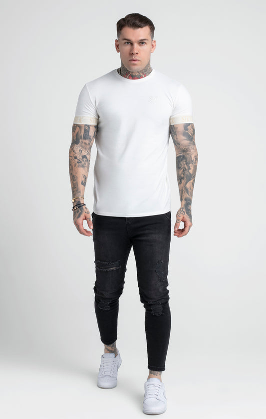 Ockerfarbenes T-Shirt mit elastischem Bündchen