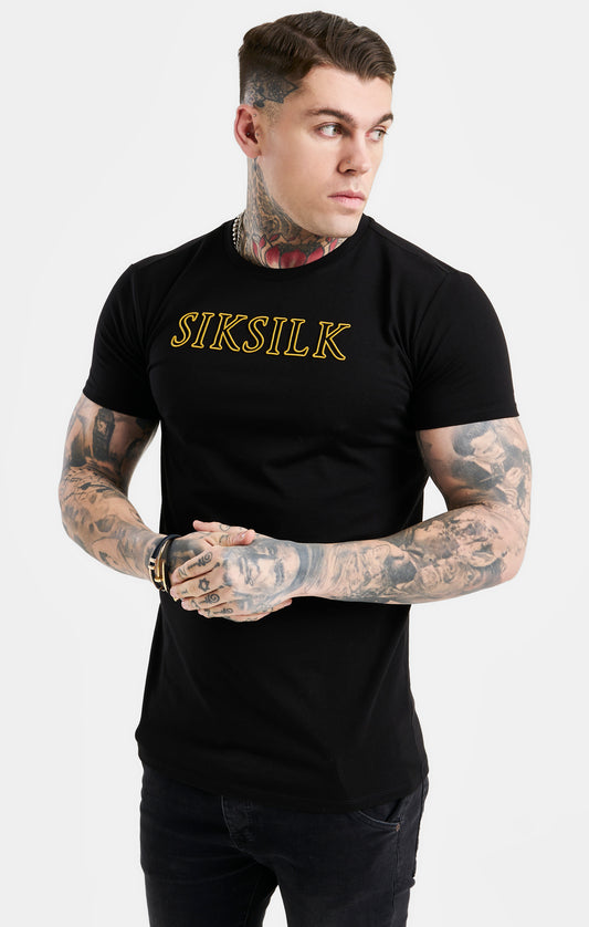 SikSilk T-Shirt mit Logo – Schwarz & Gold