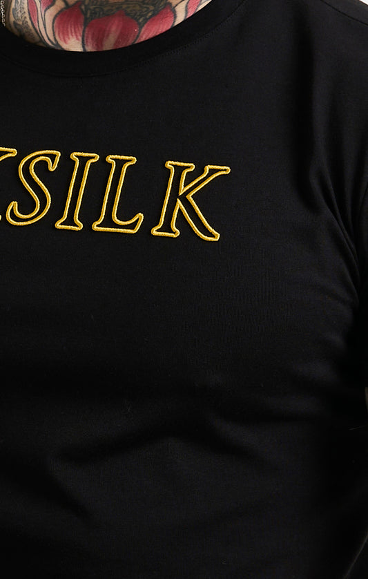 SikSilk T-Shirt mit Logo – Schwarz & Gold