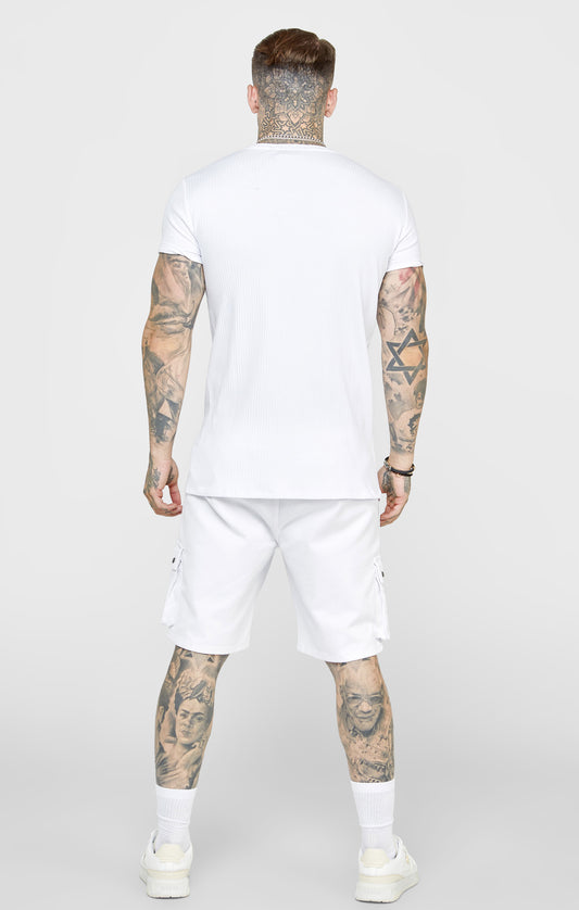 Weißes T-Shirt aus Rippstrick