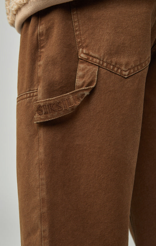 Braune Carpenter-Jeans aus Denim mit gerader Passform