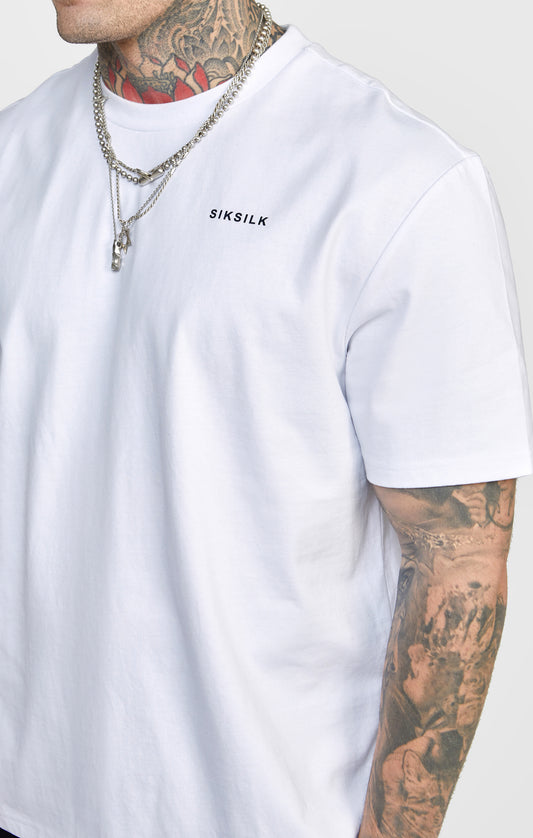 Weißes Übergroßes T Shirt mit Logo auf Der Rückseite