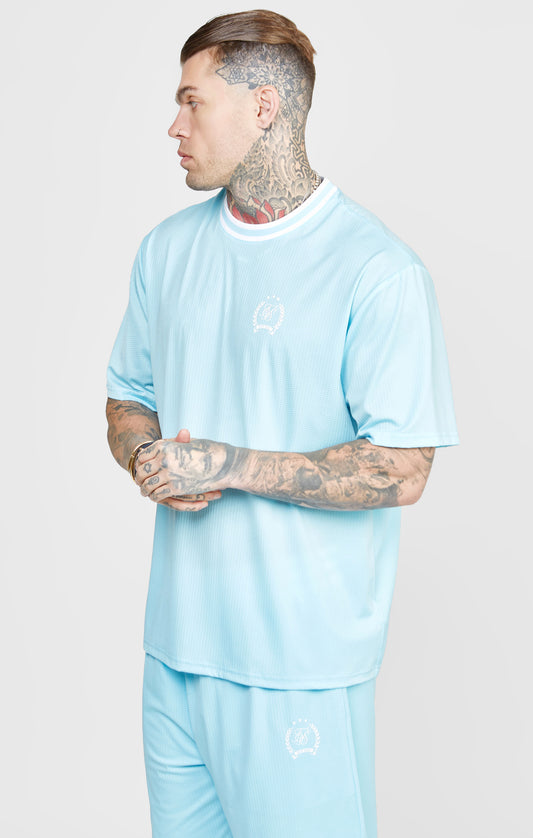Blaues Mesh Drop Shoulder T-Shirt