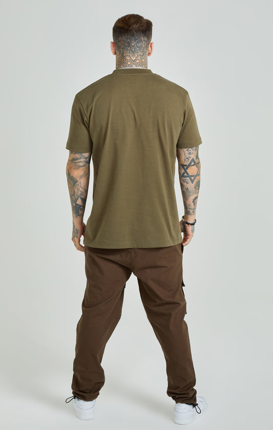 Khaki Applique Logo T-Shirt in Übergröße