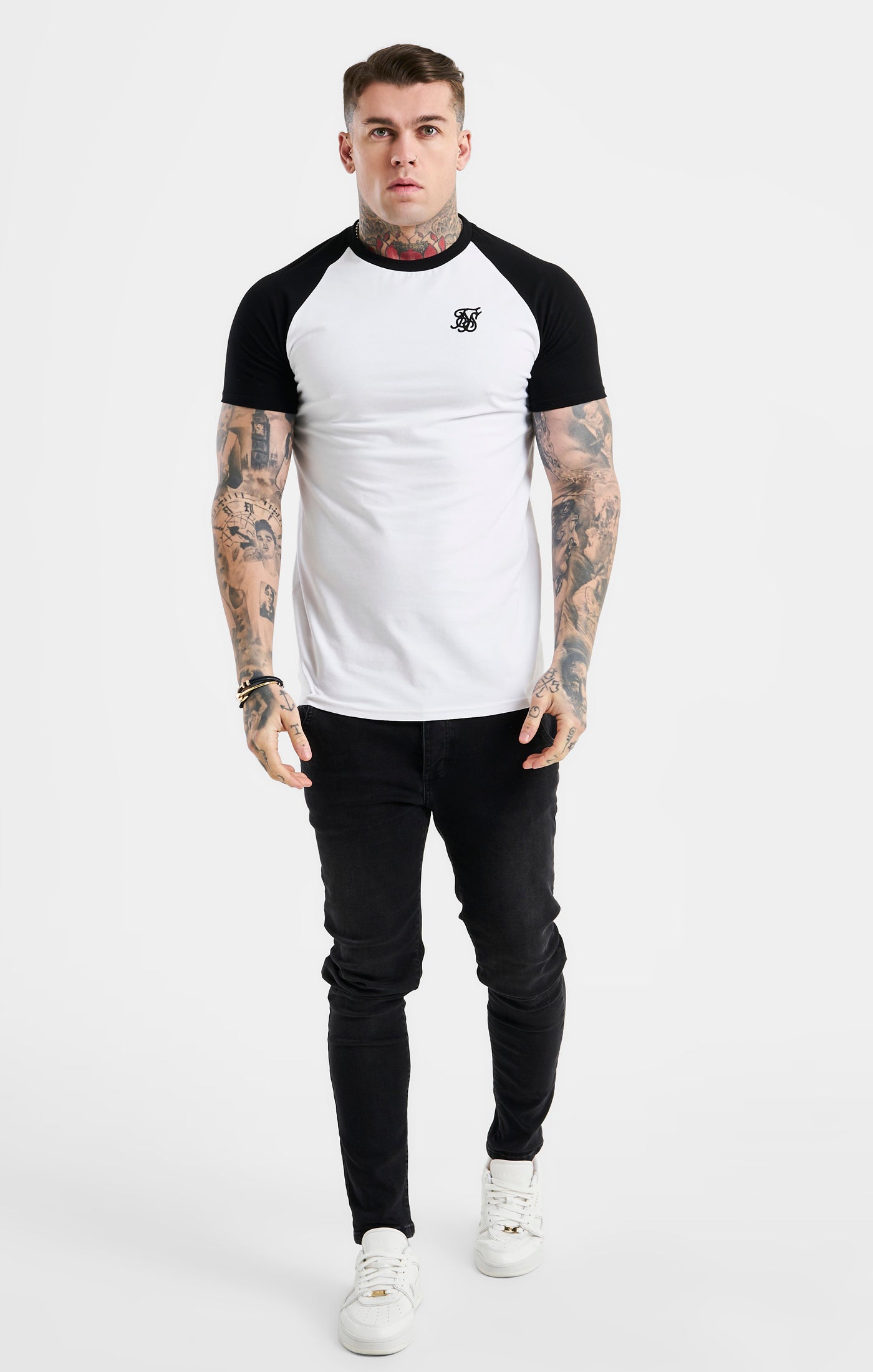 White Raglan Muscle Fit T-Shirt (2)