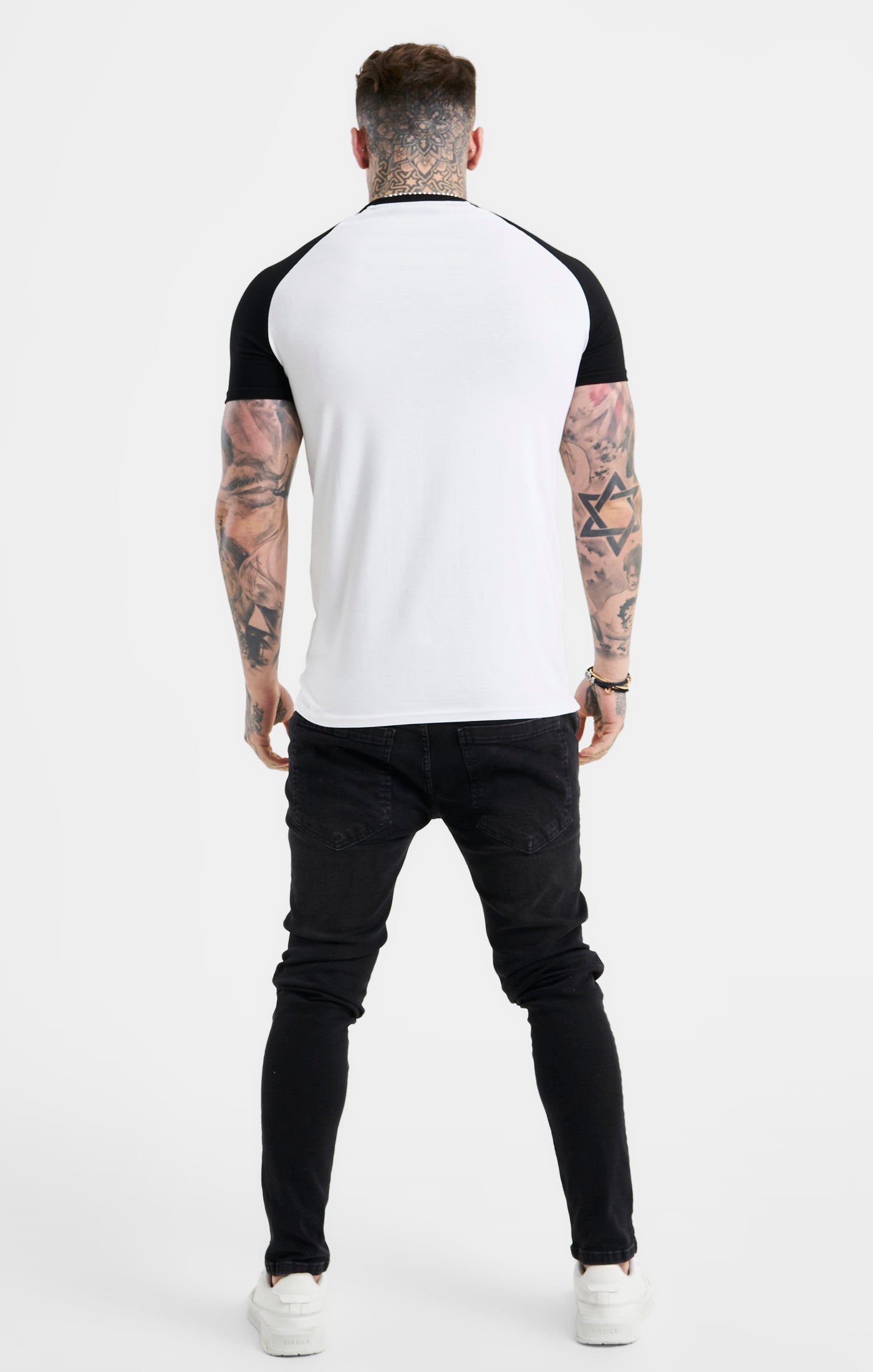 White Raglan Muscle Fit T-Shirt (4)