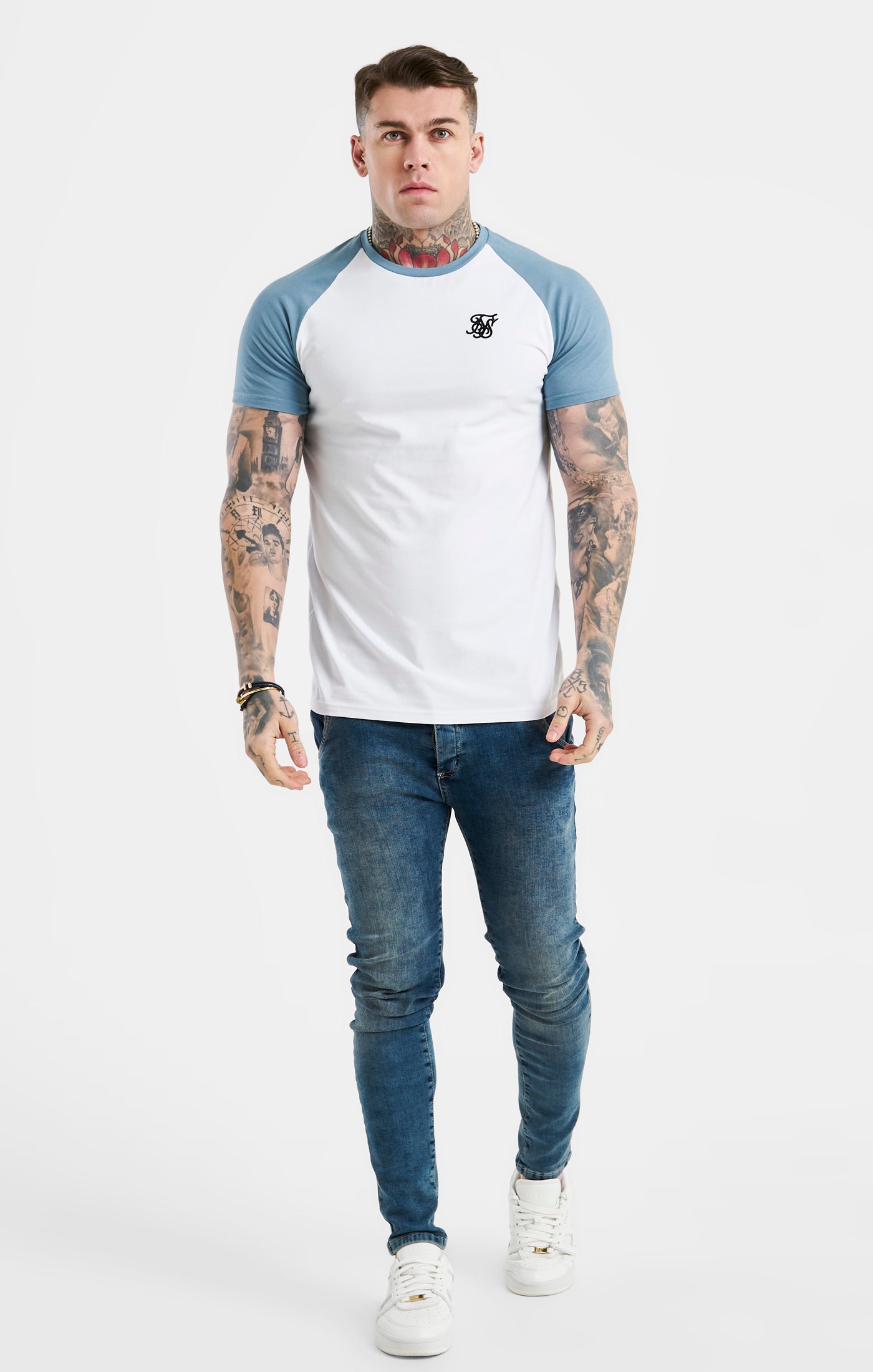 White Raglan Muscle Fit T-Shirt (2)