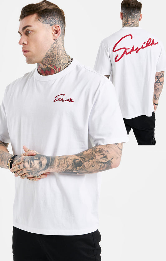 Übergroßes T Shirt mit Weißer Schriftstickerei