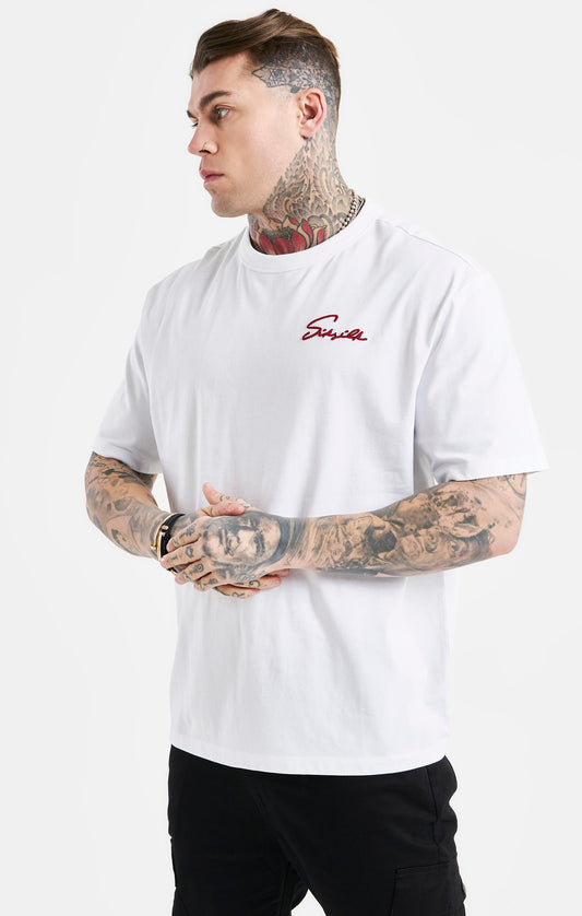 Übergroßes T Shirt mit Weißer Schriftstickerei