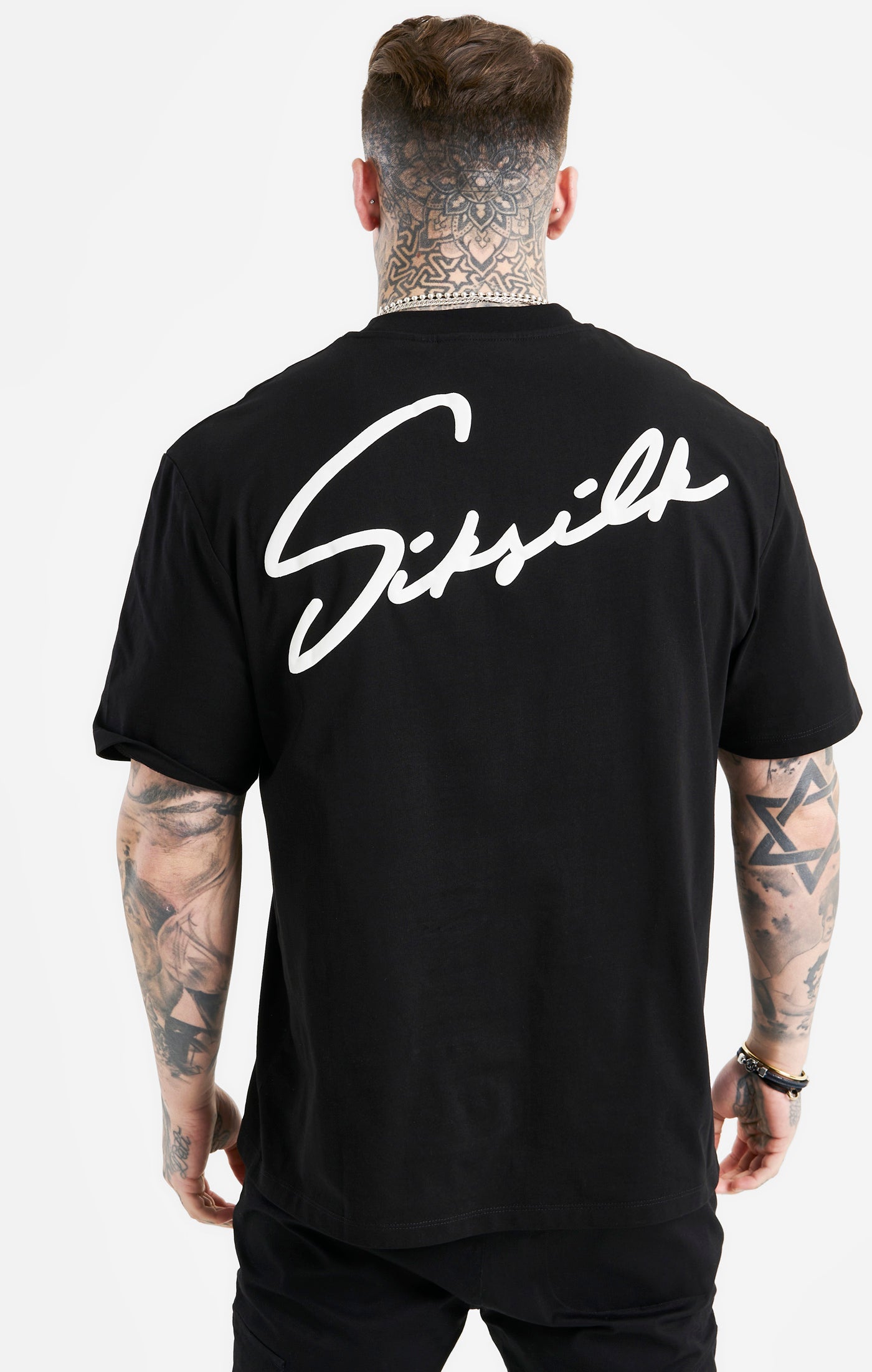 Black Script Embroidery Oversized T-Shirt (6)