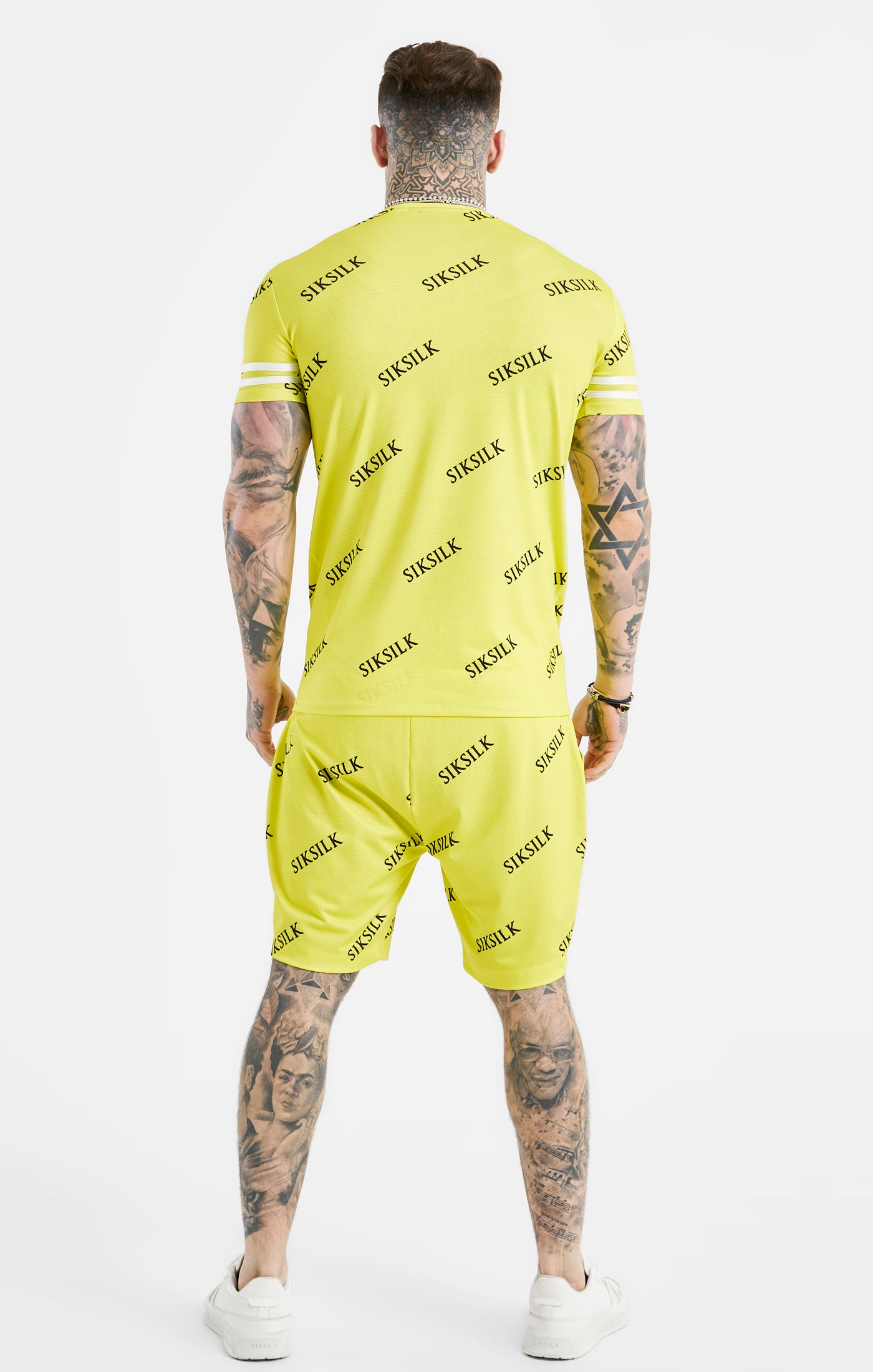 Yellow Logo Muscle Fit T-Shirt And Short Set (2)