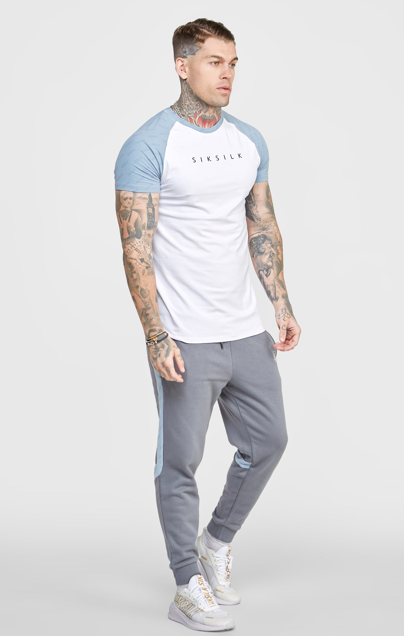 White Colour Block Muscle Fit T-Shirt (2)