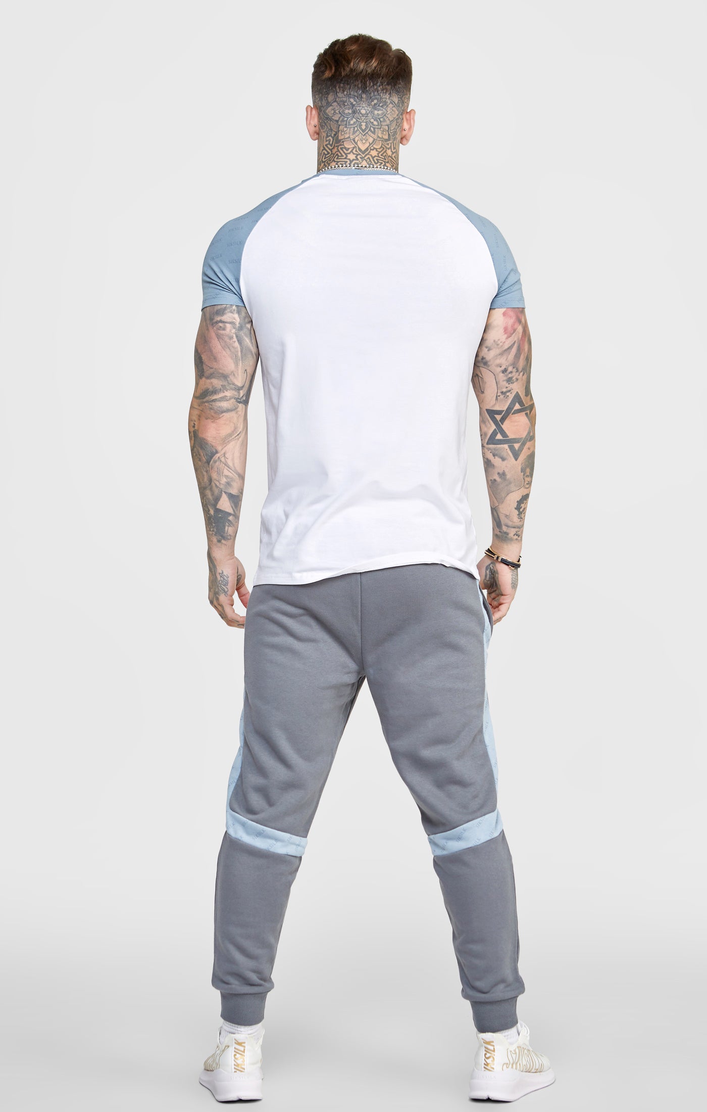 White Colour Block Muscle Fit T-Shirt (4)