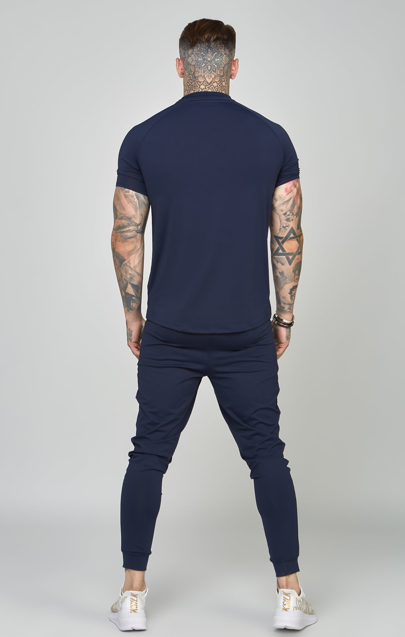Navy Sports Curved Hem Muscle Fit T-Shirt (4)
