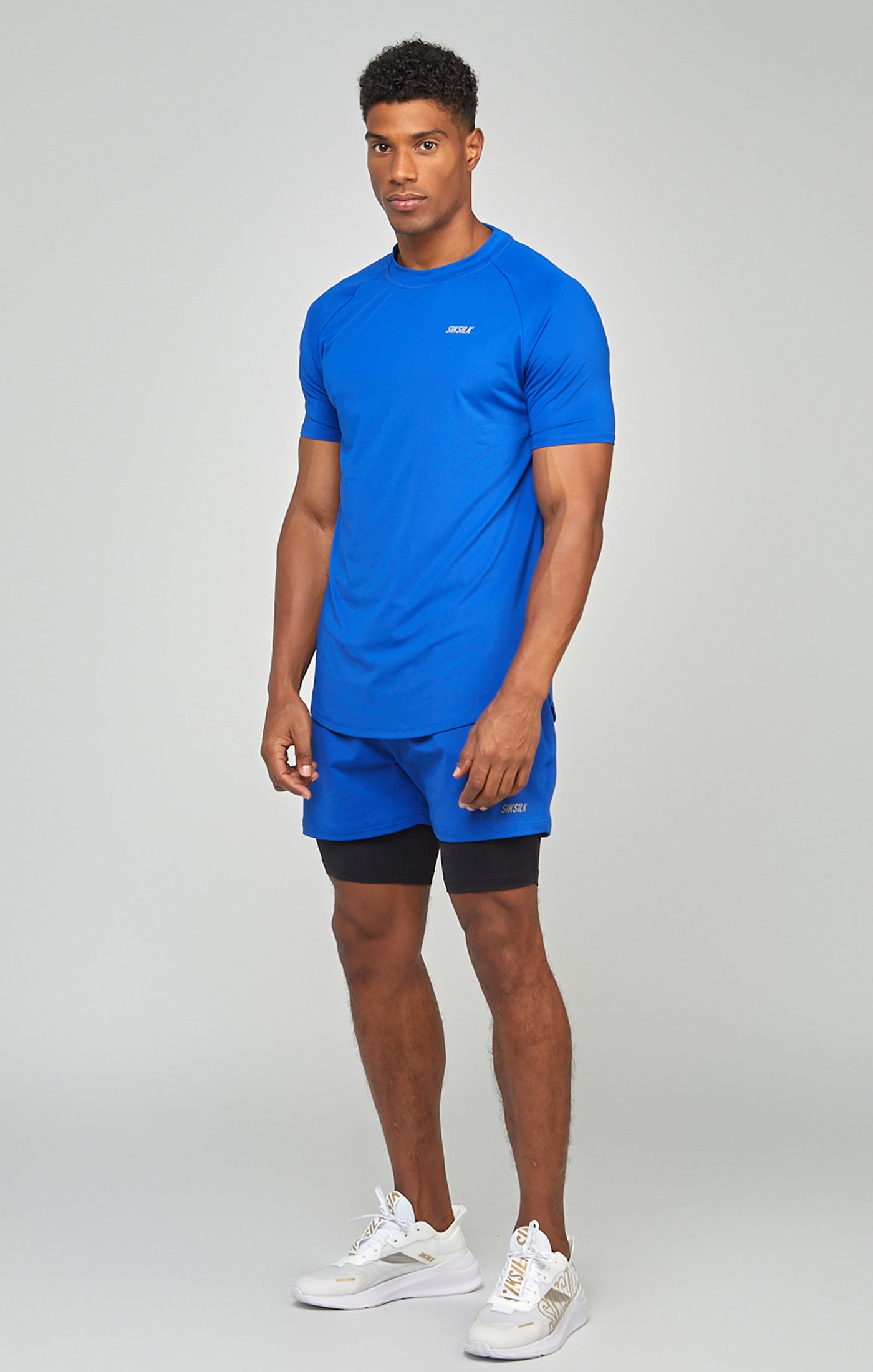 Blue Sports Curved Hem Muscle Fit T-Shirt (2)