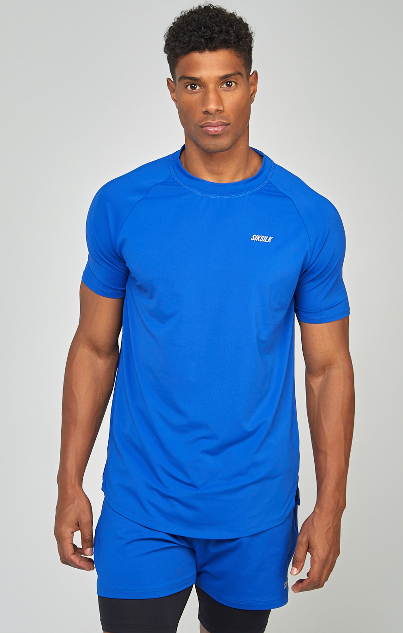 Blue Sports Curved Hem Muscle Fit T-Shirt (3)